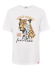 Zwillingsherz Koszulka "Wild Heart" w kolorze białym rozmiar: M. Białe bluzki damskie Zwillingsherz, m, bez wzorów, bez kołnierzyka, bez ramiączek. Za 105.14 zł.