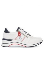Remonte Sneakersy D0T04-81 Biały. Białe obuwie sportowe damskie Remonte, ze skóry, bez zapięcia. Za 419.99 zł.