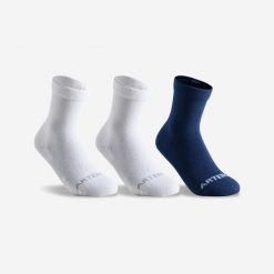 Skarpety sportowe tenis RS160 3 pary. Białe skarpetki damskie ARTENGO, bez wzorów, z bawełny. Za 24.99 zł.