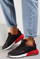 Czarno-Czerwone Sneakersy Qinerris. Czarne obuwie sportowe casual damskie Renee. Za 119.99 zł.