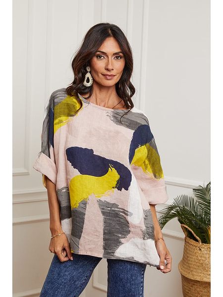 Fleur de Lin Lniana bluzka "Krik" w kolorze jasnoróżowym rozmiar: XXL. Różowe bluzki damskie Fleur de Lin, xxl, bez wzorów, ze lnu, bez kołnierzyka, bez ramiączek. Za 153.71 zł.