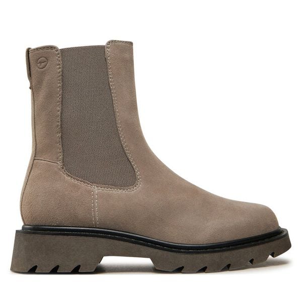 Sztyblety Tamaris. Szare botki damskie Tamaris, bez obcasa, na płaskiej podeszwie, bez zapięcia. Za 349.99 zł.