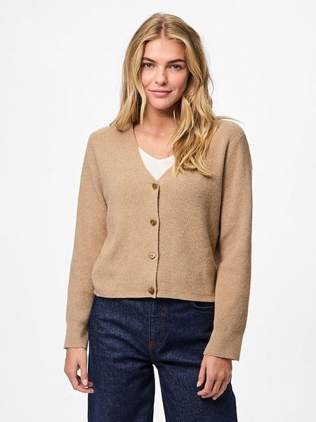 Pieces Kardigan "Pcora" w kolorze jasnobrązowym rozmiar: M. Brązowe kardigany damskie Pieces, m, bez wzorów, ze splotem. Za 96.60 zł.