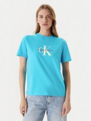 Calvin Klein Jeans T-Shirt Hero Classic LV047B865G Niebieski Regular Fit. Niebieskie t-shirty damskie Calvin Klein Jeans, s, bez wzorów, z bawełny, bez kołnierzyka. Za 149.99 zł.