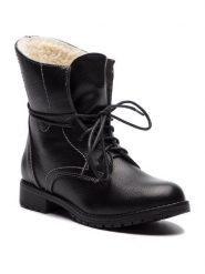 Clara Barson Trzewiki WYL1623-1 Czarny. Czarne botki damskie Clara Barson, ze skóry, bez obcasa, na płaskiej podeszwie, bez zapięcia. Za 57.99 zł.