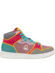 Benetton Sneakersy w kolorze jasnoróżowo-różowo-turkusowym rozmiar: 36. Różowe obuwie sportowe damskie Benetton, za kostkę, bez zapięcia. Za 132.05 zł.