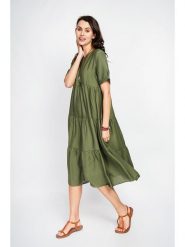 Le Jardin du Lin Sukienka w kolorze khaki rozmiar: 38. Brązowe sukienki damskie Le jardin du lin, bez wzorów, bez ramiączek. Za 130.99 zł.