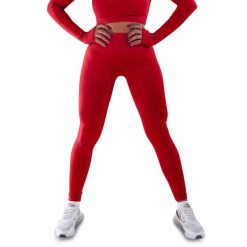 Techniczne legginsy z efektem push-up i idealną sylwetką. Czerwone legginsy damskie R-EVENGE, l, bez wzorów, z elastanu. Za 195.88 zł.