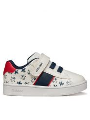 Geox Sneakersy B Eclyper Boy B455LA 000BC C0085 Biały. Białe buty sportowe chłopięce Geox, ze skóry, bez zapięcia. Za 179.99 zł.