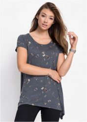 T-shirt w motyle. Szare t-shirty damskie bonprix, bez wzorów, bez kołnierzyka. Za 82.99 zł.