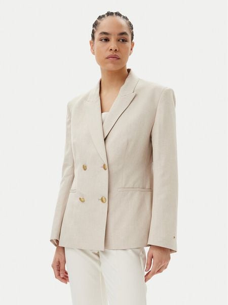 Tommy Hilfiger Marynarka WW0WW45466 Beżowy Regular Fit. Brązowe marynarki i żakiety damskie Tommy Hilfiger, bez wzorów, z syntetyku. Za 729.99 zł.