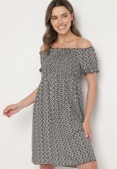 Czarna Wiskozowa Sukienka Typu Hiszpanka w Kwiaty Lunirella. Czarne sukienki damskie Born2be, bez wzorów, z wiskozy, eleganckie, bez ramiączek. W wyprzedaży za 38.24 zł.