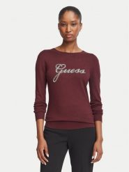 Guess Sweter W6BR53 Z1454 Bordowy Regular Fit. Czerwone swetry klasyczne damskie Guess, xxl, z wiskozy, bez kołnierzyka. Za 344.99 zł.