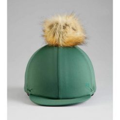 Czapka pod kask z dżerseju z pomponem ze sztucznego futra Premier Equine. Zielone czapki damskie PREMIER EQUINE, bez wzorów, z dżerseju. Za 146.00 zł.