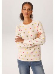 Aniston Sweter w kolorze beżowym rozmiar: 40. Brązowe swetry klasyczne damskie Aniston, z bawełny, bez kołnierzyka. Za 130.99 zł.