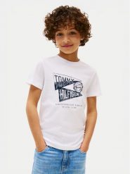 Tommy Hilfiger T-Shirt Graphic KB0KB09719 Biały Regular Fit. Białe t-shirty i koszulki chłopięce Tommy Hilfiger, bez wzorów, z bawełny, bez kołnierzyka, bez ramiączek. Za 99.99 zł.