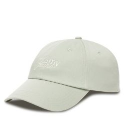 Czapka z daszkiem Tommy Jeans. Zielone czapki z daszkiem damskie Tommy Jeans, bez wzorów, z jeansu. Za 129.99 zł.