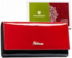 Portfel damski Peterson PTN 1N-409 czerwony. Czerwone portfele damskie Peterson, bez wzorów, ze skóry. Za 144.99 zł.