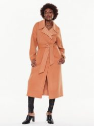 Calvin Klein Płaszcz wełniany K20K205006 Pomarańczowy Oversize. Brązowe płaszcze damskie Calvin Klein, na zimę, bez wzorów, z wełny, bez kaptura. Za 899.00 zł.