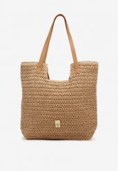 Ciemnobeżowa Torebka Typu Shopperka z Plecionki Feliswela. Brązowe shopper bag Renee, z jeansu, bez dodatków. Za 59.99 zł.