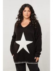 Curvy Lady Sweter w kolorze czarnym rozmiar: 44/46. Czarne swetry klasyczne damskie Curvy Lady, ze splotem, bez kołnierzyka. Za 86.99 zł.