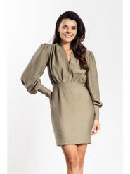 Awama Sukienka w kolorze oliwkowym rozmiar: L. Brązowe sukienki damskie Awama, bez wzorów, bez ramiączek. Za 159.99 zł.
