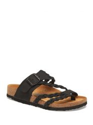 Comfortfusse Skórzane japonki w kolorze czarnym rozmiar: 40. Czarne klapki damskie Comfortfüße, bez wzorów, z nubiku, z otwartym noskiem, bez obcasa, bez zapięcia. Za 260.99 zł.