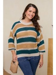 Curvy Lady Sweter w kolorze turkusowo-kremowym rozmiar: 40/42. Brązowe swetry klasyczne damskie Curvy Lady, bez kołnierzyka. Za 156.61 zł.