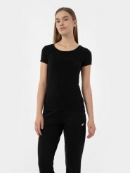 4F T-shirt regular gładki damski M. Niebieskie t-shirty damskie 4F, m, bez wzorów, z bawełny, bez kołnierzyka. Za 49.99 zł.