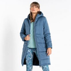 Renomowana kurtka damska Longline II. Niebieskie kurtki damskie Dare 2b, bez wzorów, z tkaniny, bez kaptura. W wyprzedaży za 451.55 zł.