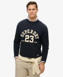 Superdry Vintage Athletic Crew bluza z bawełny – ECLIPSE NAVY. Niebieskie bluzy damskie Superdry, xl, bez wzorów, z bawełny, bez kaptura. Za 290.40 zł.