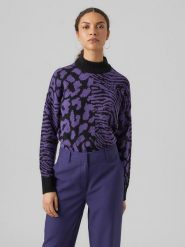 Vero Moda Sweter w kolorze fioletowo-czarnym rozmiar: S. Różowe swetry klasyczne damskie Vero Moda, s, bez kołnierzyka. Za 52.79 zł.