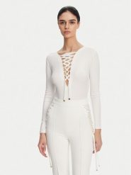 Elisabetta Franchi Body BO-019-51E2-V350 Biały Slim Fit. Białe body i gorsety Elisabetta Franchi, bez wzorów, z wiskozy. Za 789.99 zł.