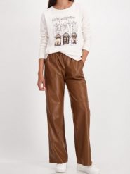 Monari Damska koszulka z długim rękawem - Ciao Bella Kobiety Dżersej beżowy nadruk, 46. Brązowe koszulki damskie Monari, bez wzorów, z bawełny, bez kołnierzyka, bez ramiączek. Za 299.95 zł.