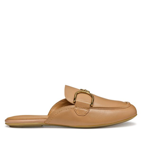 Klapki Geox. Brązowe klapki damskie Geox, bez wzorów, bez obcasa, bez zapięcia. Za 259.99 zł.