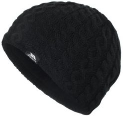 2058 damska czapka beanie - akryl, podszewka polarowa. Czarne czapki damskie Trespass, bez wzorów, z polaru. Za 186.99 zł.