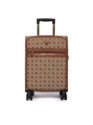 Guess Walizka kabinowa Melinda Logo TWLP99 02983 Beżowy. Brązowe walizki Guess, z aplikacjami, z poliesteru. Za 829.99 zł.
