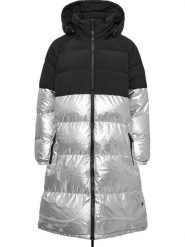 TicketWOMAN Płaszcz pikowany "Celine" w kolorze srebrno-czarnym rozmiar: 38. Czarne płaszcze damskie TicketWOMAN, bez wzorów, bez kaptura. Za 347.99 zł.