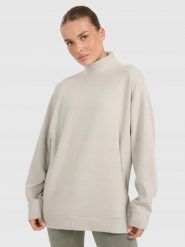 BLUZA DAMSKA DRESOWA 4F TRENINGOWA DO JOGI TFSWF589 KOLOR BEŻOWY. Brązowe bluzy damskie 4F, l, bez wzorów, z bawełny, bez kaptura. Za 199.99 zł.