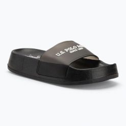 Klapki damskie U.S. Polo Assn. AMAMI009A. Czarne klapki damskie U.S. Polo Assn., bez wzorów, z materiału, bez obcasa, bez zapięcia. Za 99.99 zł.
