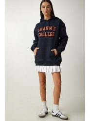 Happiness Istanbul Bluza w kolorze granatowym rozmiar: 38. Niebieskie bluzy damskie Happiness Istanbul, bez wzorów, z kapturem. Za 74.63 zł.