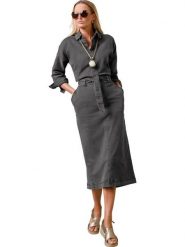 Heine Sukienka dżinsowa w kolorze ciemnoszarym rozmiar: 36. Szare sukienki damskie Heine, bez wzorów, z tkaniny, bez ramiączek. Za 130.99 zł.