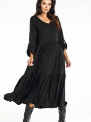 Sukienka Model A669 Black - awama. Czarne sukienki damskie Awama, bez wzorów, z elastanu, biznesowe, bez ramiączek. Za 398.95 zł.