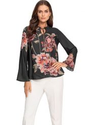 Heine Bluzka ze wzorem rozmiar: 40. Czarne bluzki damskie Heine, bez wzorów, bez kołnierzyka, bez ramiączek. Za 69.99 zł.