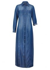 Sukienka szmizjerka, Lyocell. Niebieskie sukienki damskie bonprix, bez wzorów, z lyocellu, eleganckie, bez ramiączek. Za 239.99 zł.