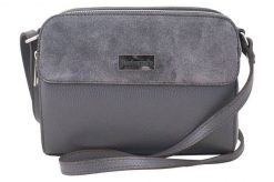 Torebka skórzana crossbody zamszowa - Szara ciemna. Szare torebki klasyczne damskie Barberinis, ze skóry, duże, zamszowe, bez dodatków. Za 266.99 zł.
