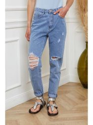 Joséfine Dżinsy "Lydie" - Tapered fit - w kolorze niebieskim rozmiar: L. Niebieskie jeansy damskie Joséfine. Za 79.21 zł.