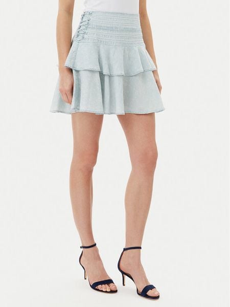 Guess Spódnica mini W5GD85 D5N81 Błękitny Regular Fit. Niebieskie spódnice damskie Guess, z aplikacjami, z lyocellu, mini. Za 249.99 zł.