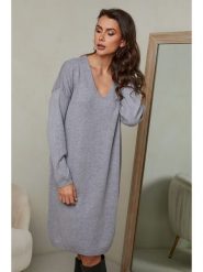 Joséfine Sukienka dzianinowa "Ibrany" w kolorze szarym rozmiar: L. Szare sukienki damskie Joséfine, bez wzorów, z dzianiny, bez ramiączek. Za 143.99 zł.