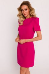 Elegancka sukienka mini fuksja. Czerwone sukienki damskie Sukienki.shop, bez wzorów, biznesowe, bez ramiączek. Za 309.00 zł.